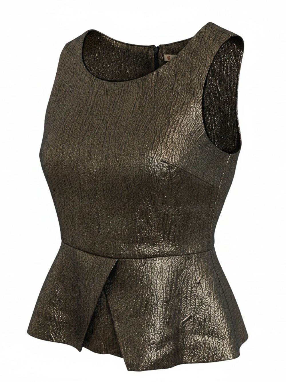 Chelsea & Violet sleeveless zip up gold/black blouse. Size S.